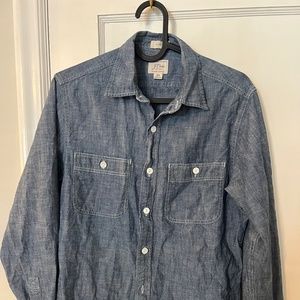 J. Crew Classic Style Cotton Chambray Chinstrap Selvedge Work Shirt Denim XS